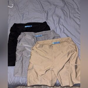 Set of Three Cargo Shorts - Black, Gray, Tan
